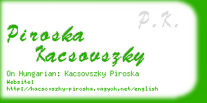 piroska kacsovszky business card